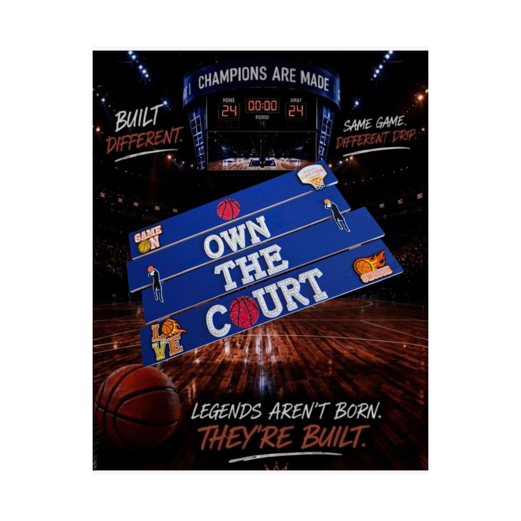 Own The Court Basketball Wall Art Poster | Basketball Wall Decor | Sports Room Decor | Basketball Bedroom Decor | Unframed Wall Art